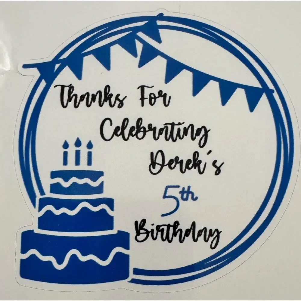 Custom Birthday Thank You Bags with Stickers: Personalized Favor Labels